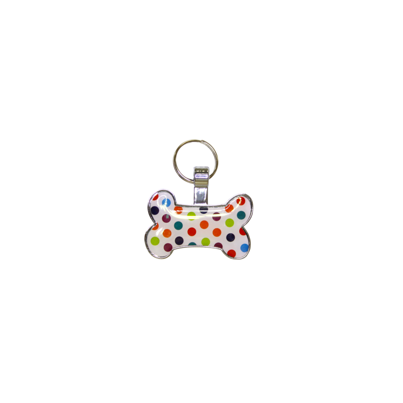 Pet tag hueso topos colores